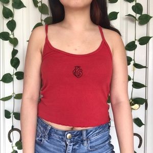 Red Tank w/ Human Heart Embroidery